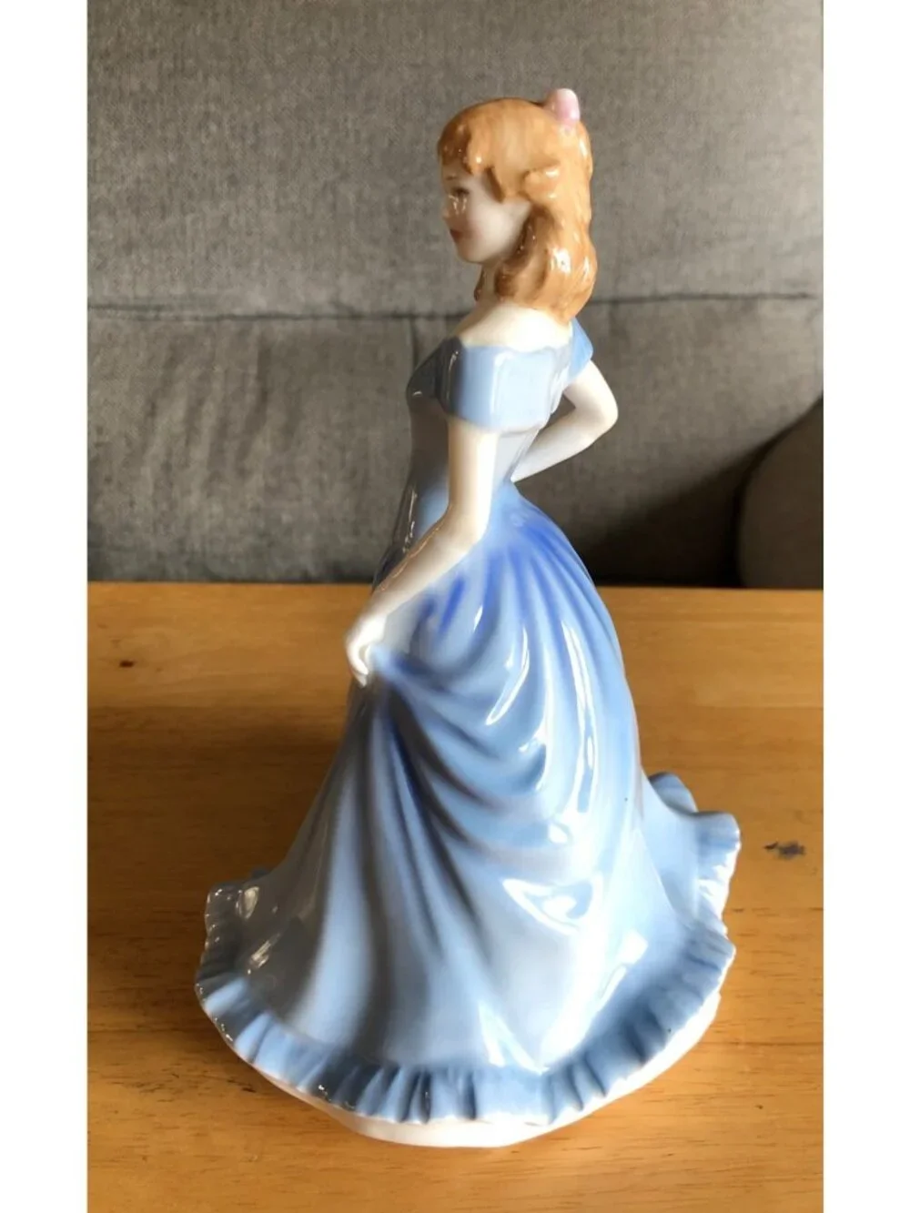 Royal Doulton Porcelain Lady Prototype Figurine Blue Dress Pink Flowers Girl Sta